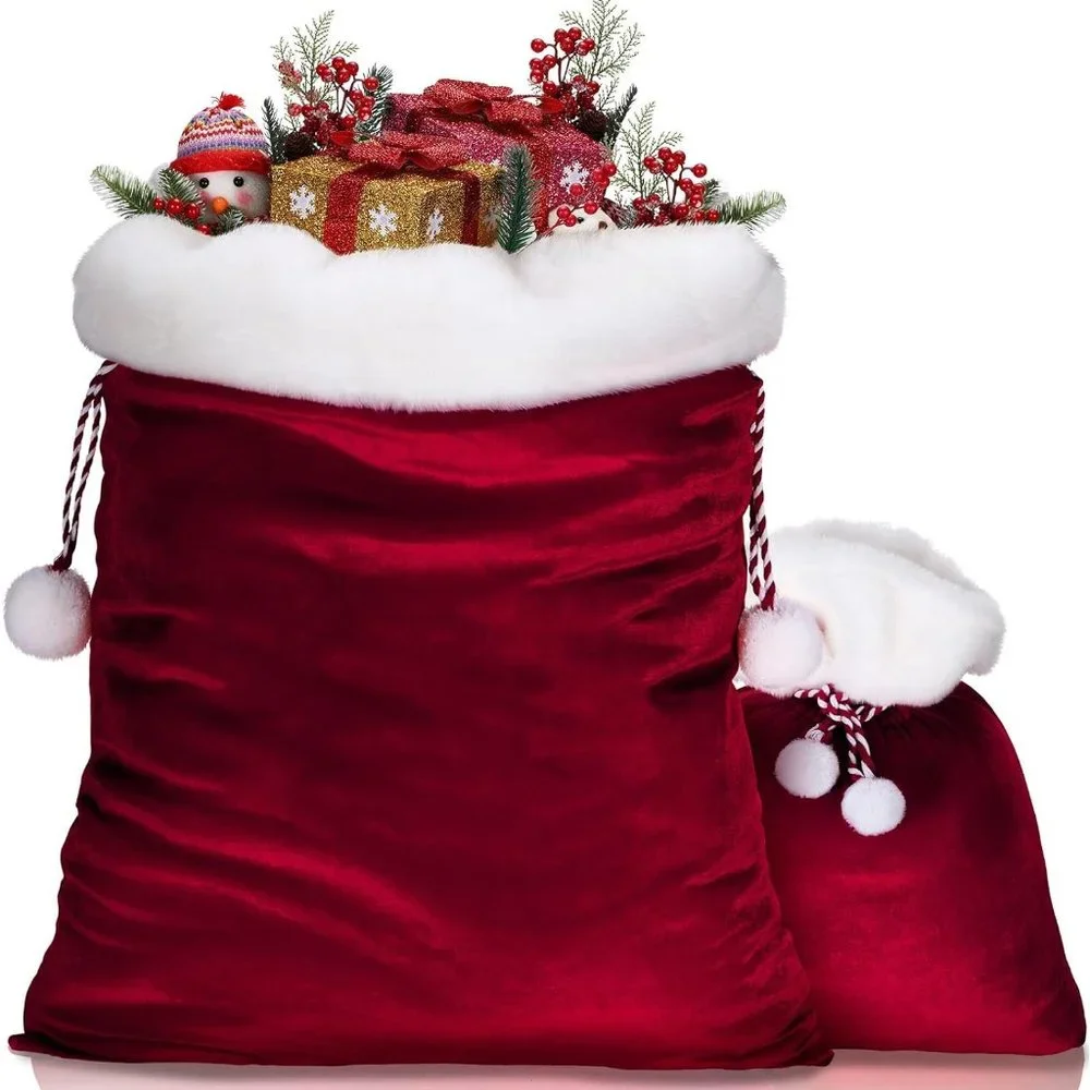 2 Pieces Christmas Velvet Santa Bags Christmas Gift